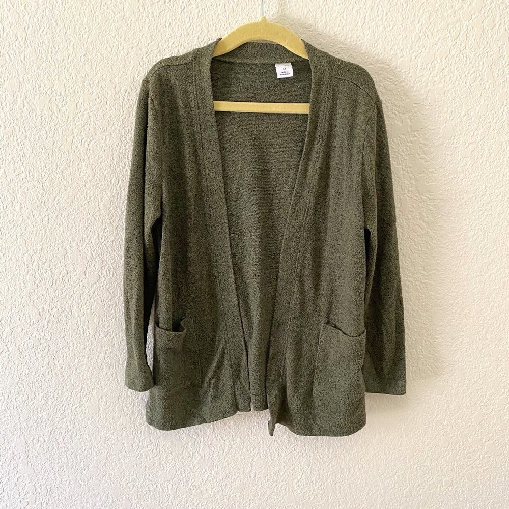 Girls Olive Open Front Sweater Cardigan